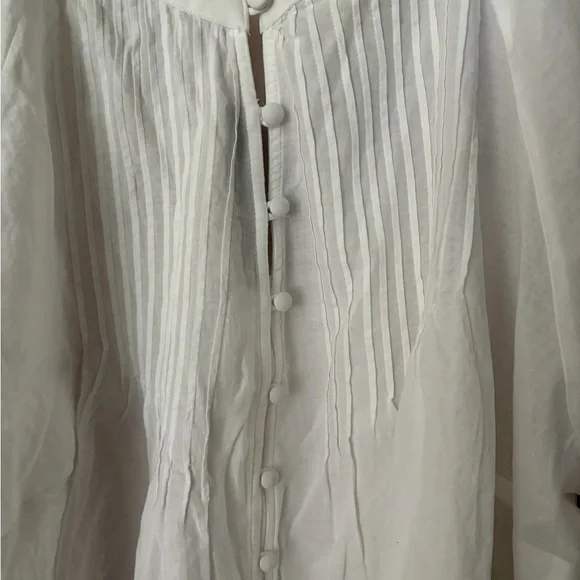 3X Universal  Thread White Eyelet Pintuck Button-Up Blouse puff elbow sleeve - Picture 3 of 8